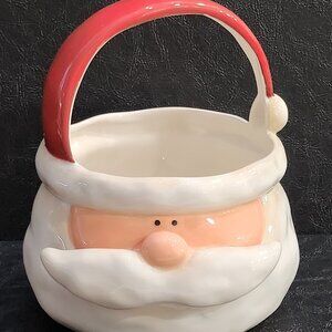Cute Santa Claus Face Ceramic Basket Holiday Decor